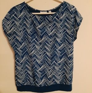 New York & Company blue and White Top Large